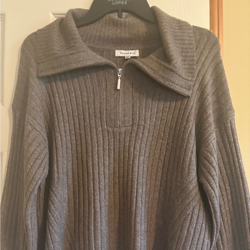 Cocoa Ribbed Half-Zip Sweater